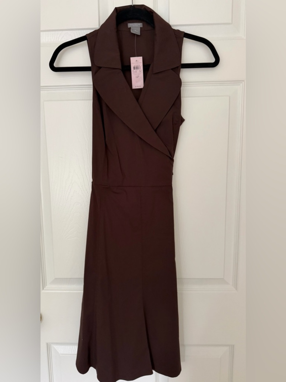 NWT Ann Taylor Sleeveless Brown Wrap-Style Summer Dress